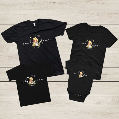 Custom Est Mama Bear Papa Bear and Baby Bear Shirt, Family Bear Matching Shirt, Cute Baby Bear Shirt, Baby Shower Shirts for New Mom and Dad
